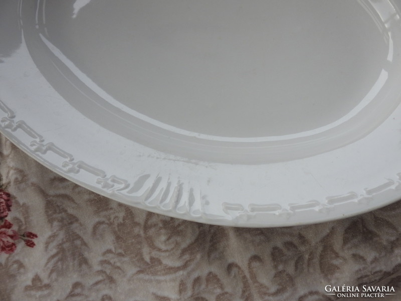 Antique Czech Art Nouveau white steak bowl with plastic pattern