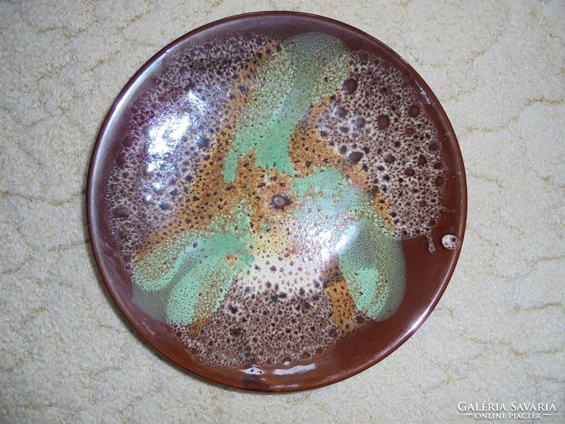Retro craftsman handmade ceramic wall bowl - 26.3 Cm diameter - 1970s
