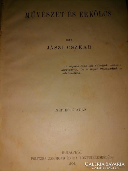 Jászi Oszkár-Művészet és erkölcs 1904