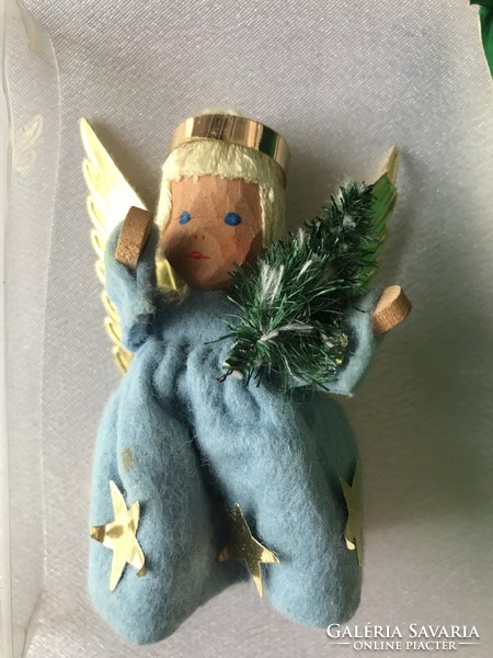 Charming angel with Christmas tree decoration, top decoration on small pine in original box