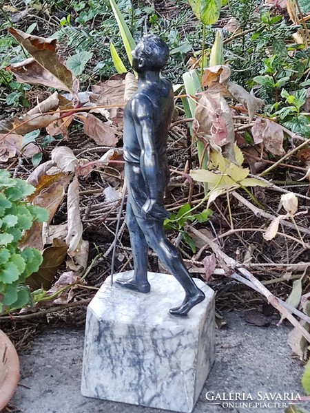 Art deco swordsman statue