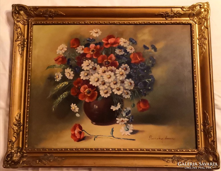 Fk/135 - painter Anna Pankolay's painting - still life with flowers