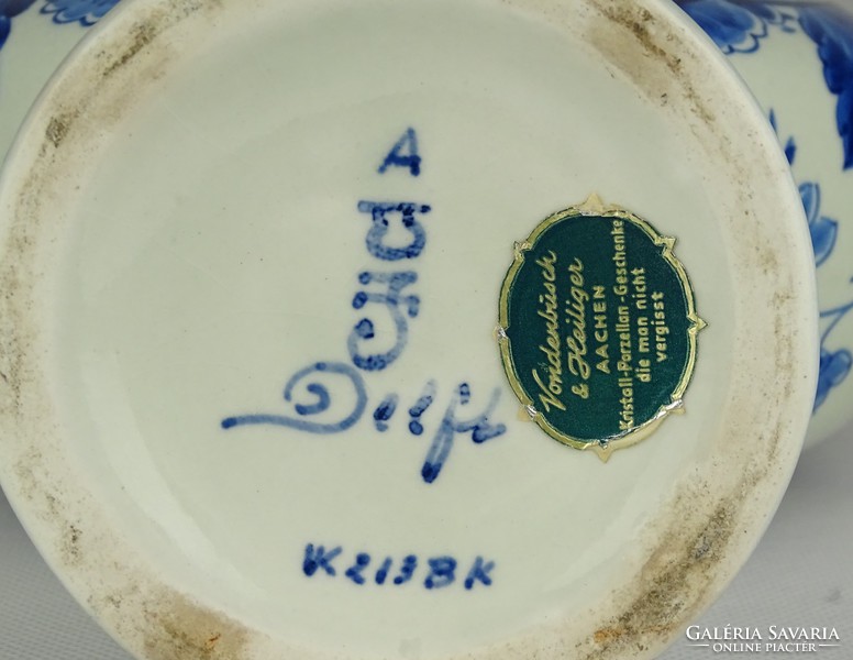 1E454 Jelezett holland DELFT szélmalom mintás porcelán váza 27 cm