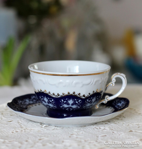 Zsolnay Pompadour 2., teás szett, csésze + alátét (3)