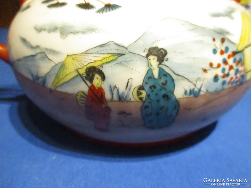 Csodálatos finom vékony Kínai 6 szem. teáskészlet alján jelzett szép állapot kézi festés