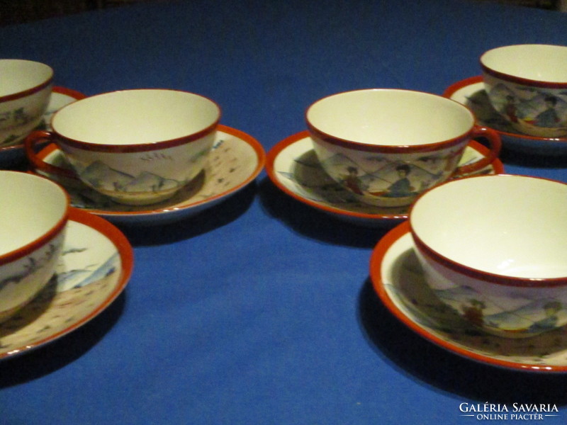 Beautiful old china 6 teacups with bottom marked china