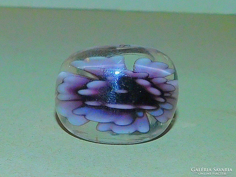 Murano glass orchid flower craft ring 7