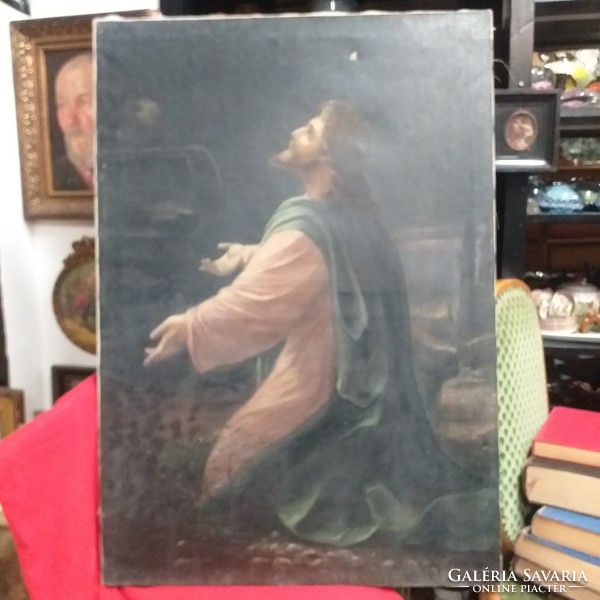 Olaj Vászon Egyházi,Szentkép Festmény. 100 x 70 cm. Jelzett.