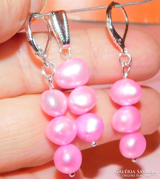 Pink akoya real pearl earrings and pendant set