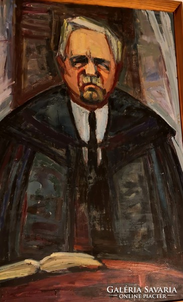 Fk/136 - painter Zoltán Koncz - his painting Self-Portrait on the Pulpit