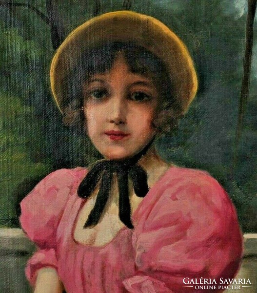 Portrait of a beautiful girl attributed to Béla Czene (1880-1944).