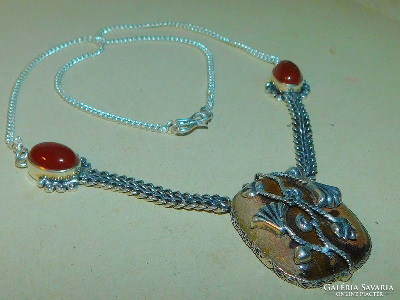 Unique ornate ethnic Tibetan silver handcrafted necklace