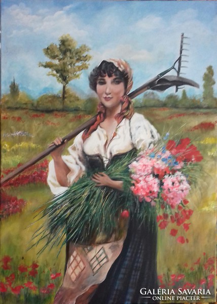 Lány mezei virágokkal című festmény