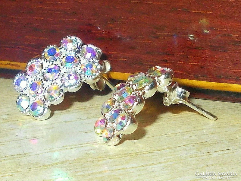 Aurora borealis northern light crystal white gold gold filled earrings