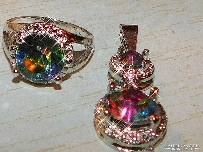 Sparkling Rainbow Crystal White Gold Gold Filled Jewelry Set No. 2