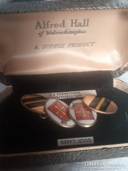 Wolverhampton wanderers fc gold-plated cufflinks in original box from the 1950s