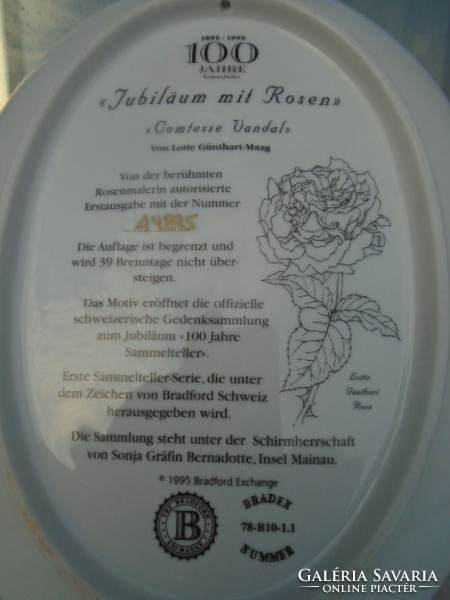 Jubilee mit rosen oval wall plate is a very rare piece
