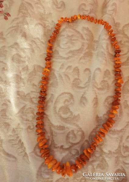 Original brown amber necklace with silver clasp