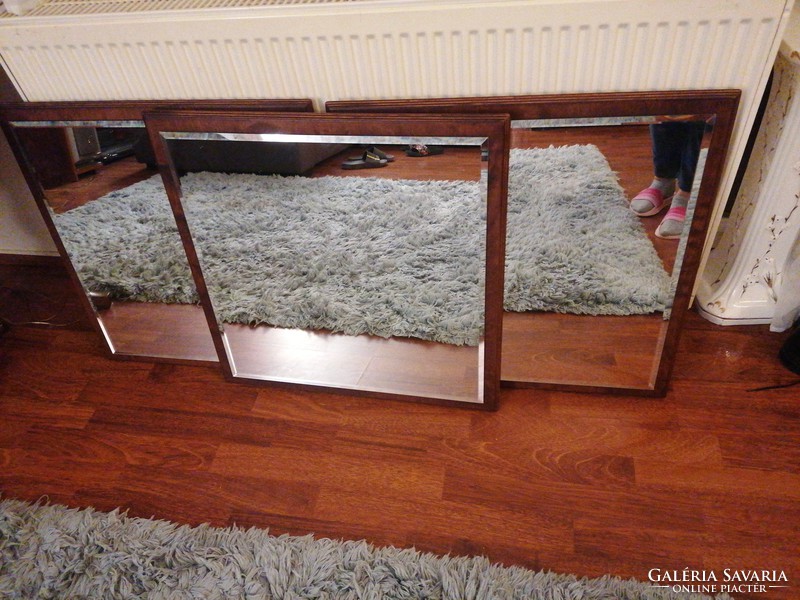 3 Pieces of the same mirror, in a wooden frame, Austrian, polished glass, beautiful pieces in very beautiful condition