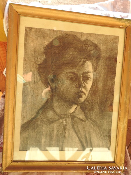 György Kohán Gyulavári, 1910 - 1966, gyula - female portrait - marked carbon drawing