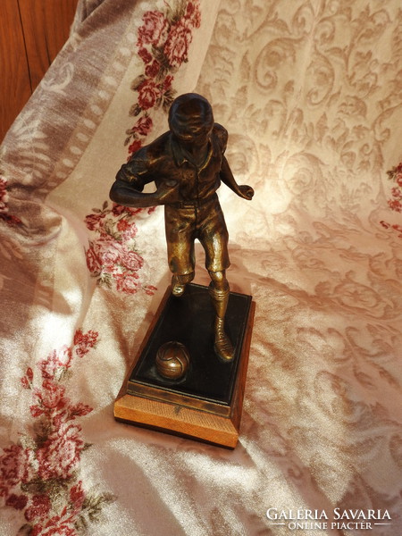 Bronze soccer player statue - indicated
