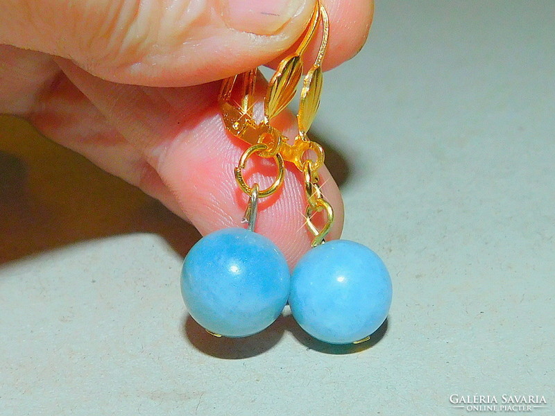 Aquamarine mineral gold gold filled earrings