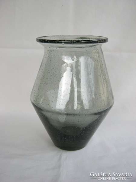 Retro ... Heavy thick bubble glass vase 1.6 kg
