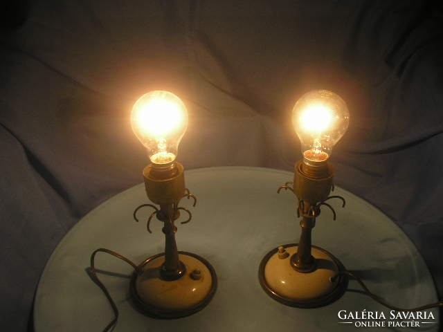 U7 art deco, pair of table lamps with vinyl base + copper socket with switch, rarity for sale