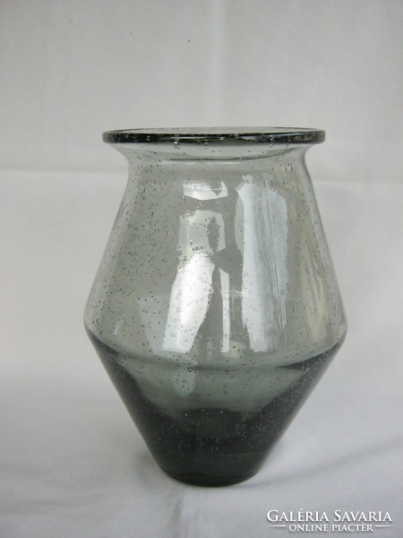 Retro ...  súlyos vastag buborékos üveg váza 1,6 kg