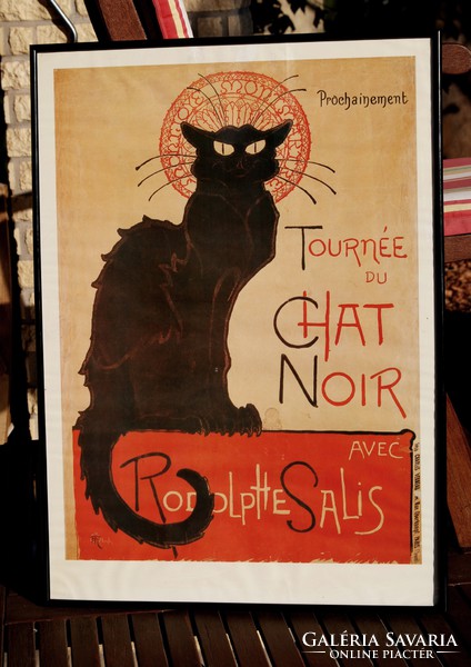 Tournée du Chat Noir, Montmartre - szecessziós stílusú francia plakát, keretezve