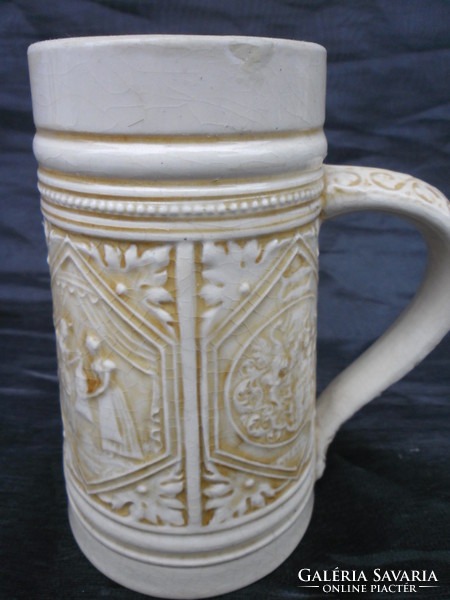 1890s.Extra rare zsolnay old ivory, ivory glazed jug,