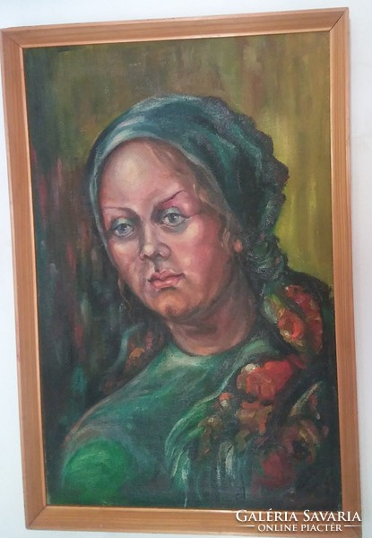 Egy parasztasszony arcképe - olaj / vászon festmény - nagyobb méret