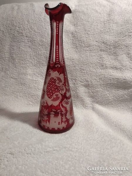 Egermann purple pickled antique (blown, torn) glass Biedermeier vase
