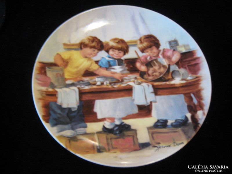Bradex  dísztányér  , / limitált ,számú  /,     216  cm  , Gyerekek a konyhában   szignós  ,  1986.