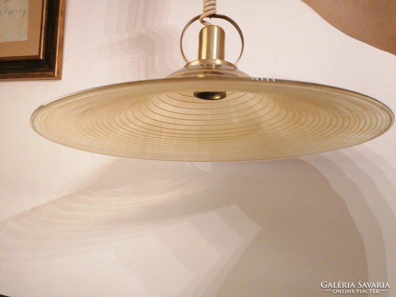Extra large, doria space age, 51 cm diameter glass ceiling lamp from the '70s!