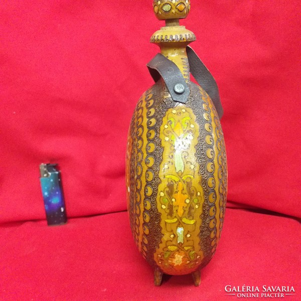 Wooden folk carved water bottle, decorative water bottle.