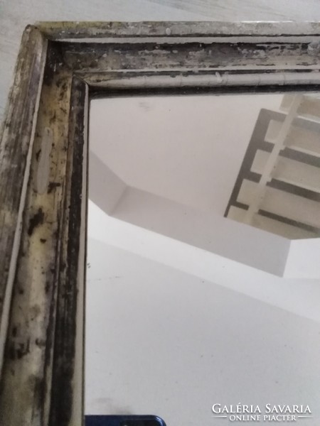 Vintage wall mirror - silver-plated wooden frame