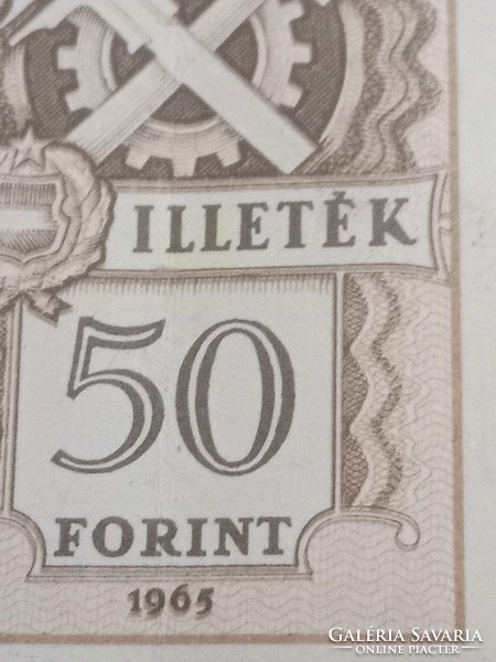 50 forintos illetékbélyeg 1965-ből