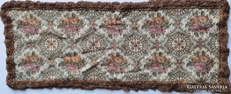 Antique brocade tablecloth with metal fiber border