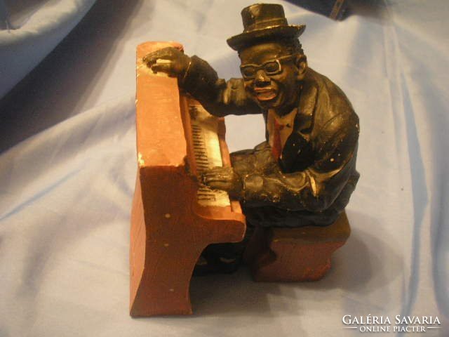 Ú2 late ray charles at the piano painted antique sculptural concrete heavy heavy stone sculpture rarity