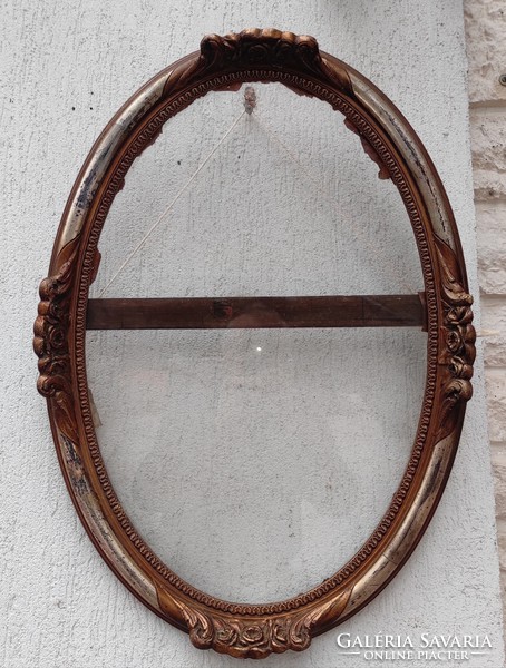 Antique Biedermeier style oval, mirror, painting landscape, portrait frame, picture frame, tapestry, copper scratch st