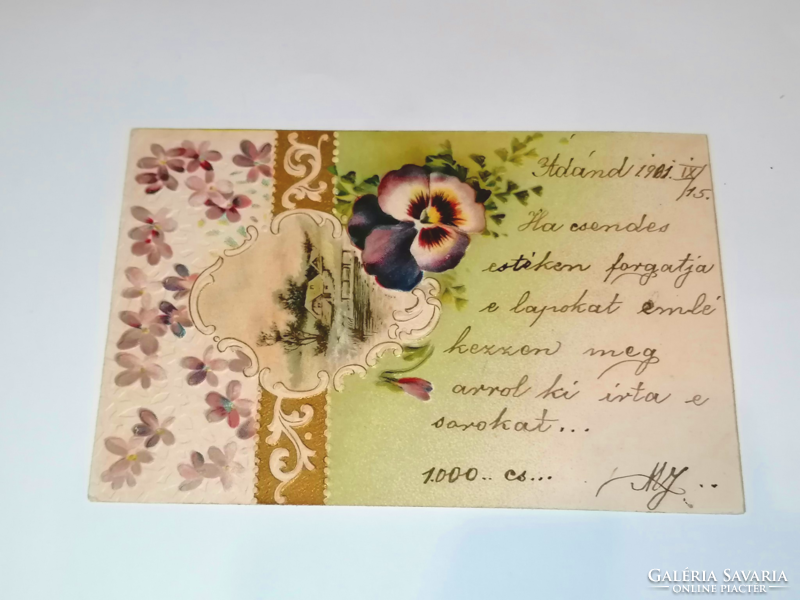 1901 Extraordinary Beauty, Embossed Violet, Pansies Greeting Card 90.
