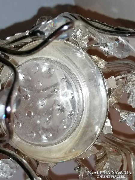 Ezüstözött, kristálykövekkel díszített  gyertyatartó "Kristálykísértés"