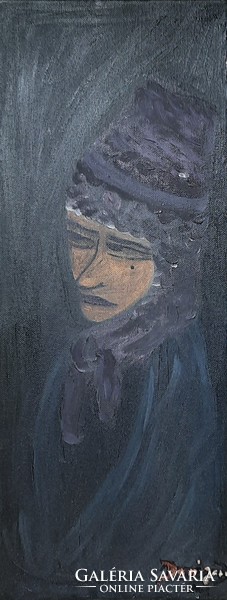 Bari janó: female portrait (oil on canvas, 50x20 cm) portrait