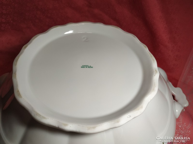 Gyönyörű porcelán leves kínáló asztalközép, nagy méretű