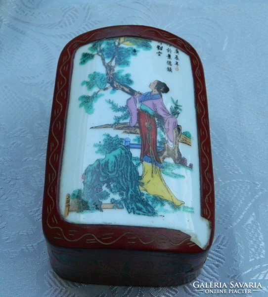 100-year-old Chinese wood - porcelain gift box