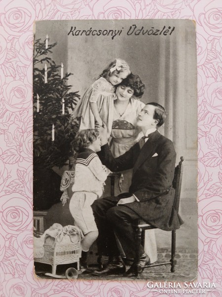 Régi karácsonyi képeslap 1916 fotó levelezőlap I.vh
