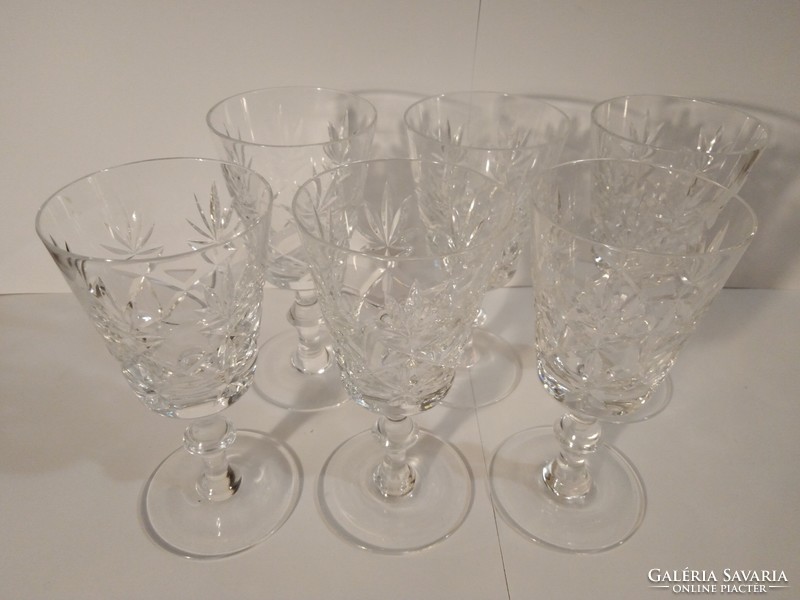 Set of 6 cut white wine crystal glasses