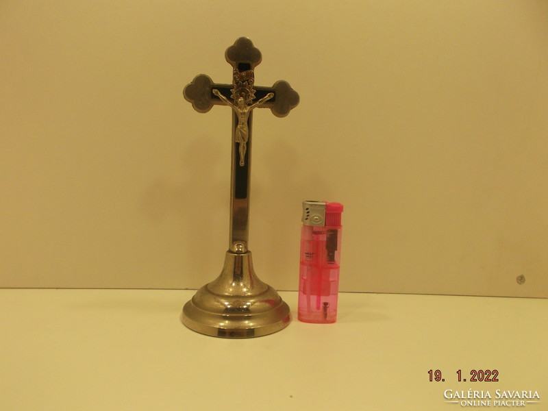 Old cross with metal base, crucifix --- 1 ---