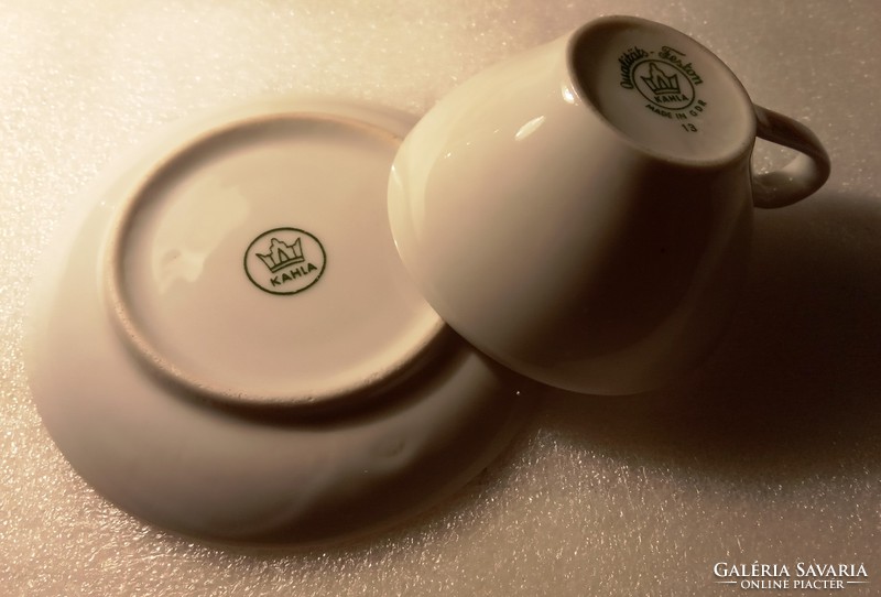 Kahla porcelán kávés készlet  német jelzett porcelán régi 4 személyes aranyszegélyes kávéskészlet